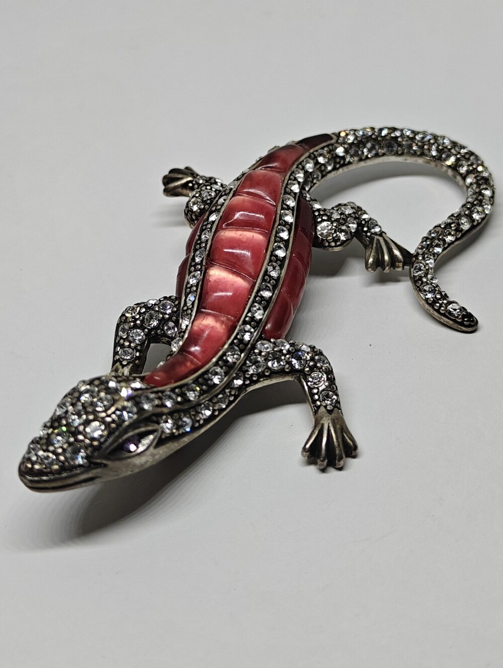 Vintage Jeweled Lizard Gecko Reptile Brooch